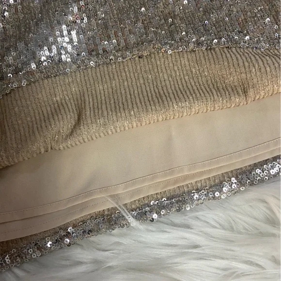 Gianni Bini Silver Sequin Short Sleeve Top - Picture 6 of 11